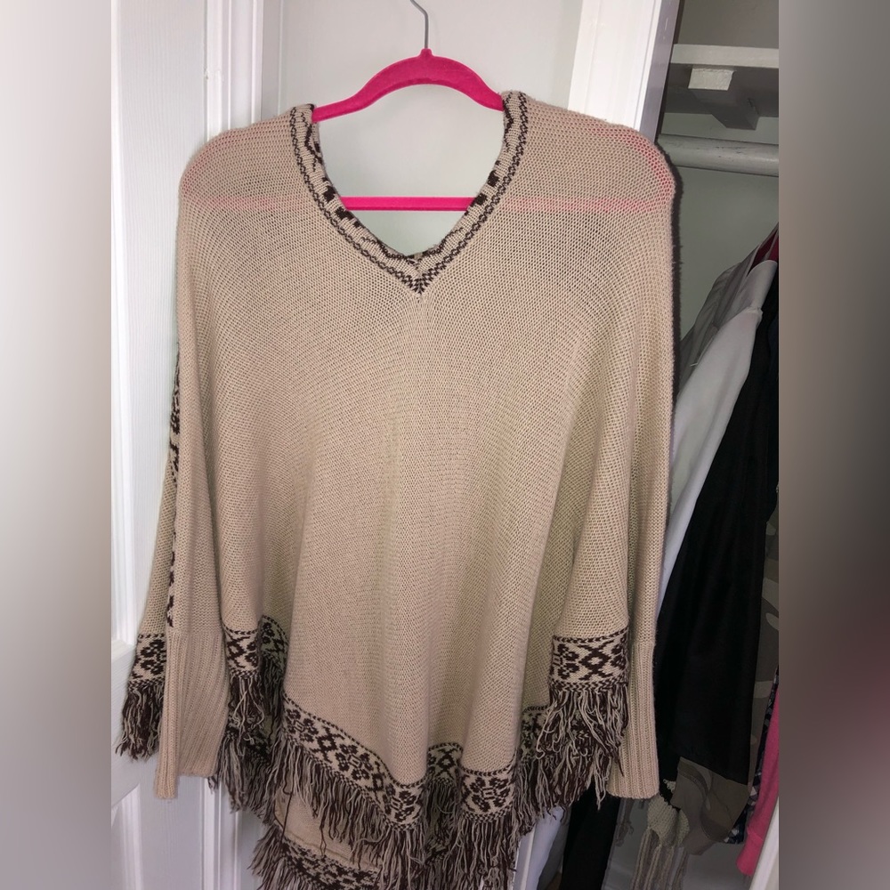 fringe sweater poncho